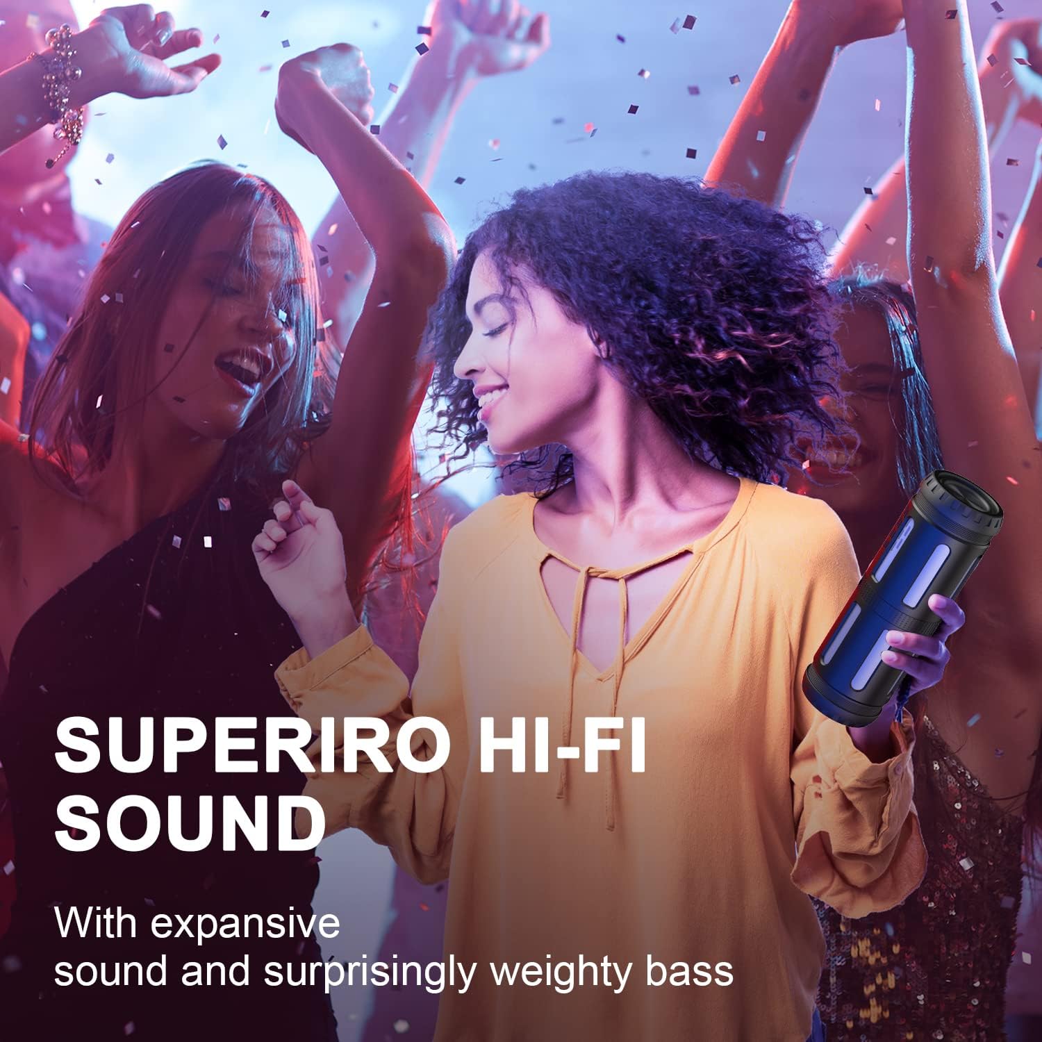 Coucur Bluetooth Speakers, Portable Speaker 5.0 with Loud Stereo Sound Wireless Waterproof IP5 Outdoor Speakers, 15H Playtime, Lights for Bike, Camping, Built-in Mic, Party, Beach, Travel [2022 New]