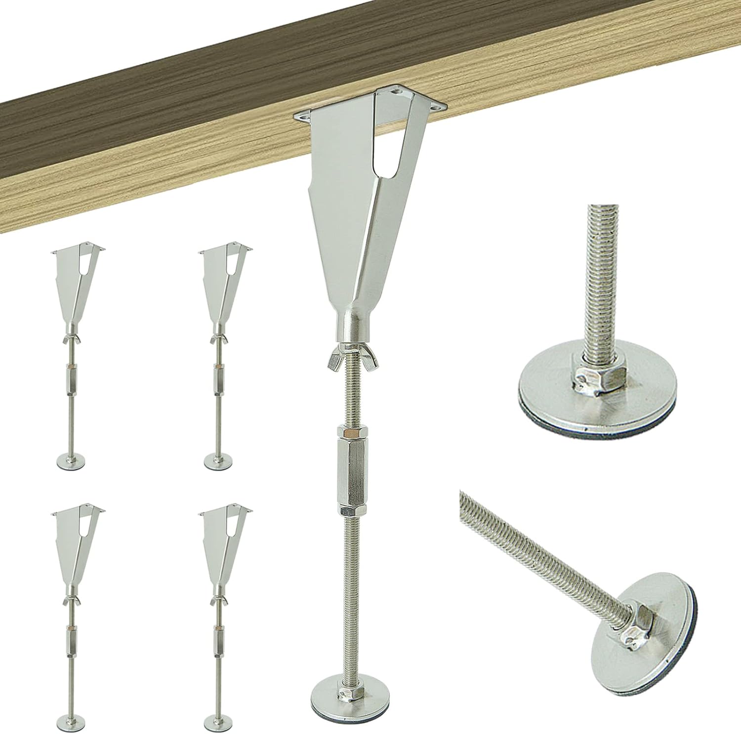 Popmoon 304 Stainless Steel Bed Center Slat Support Leg | Adjustable Height Bed Support Legs | Height 6-1/2