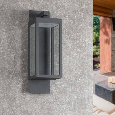 Elah Black 15.8x22 H Integrated LED Outdoor Armed Sconce Latitude Run