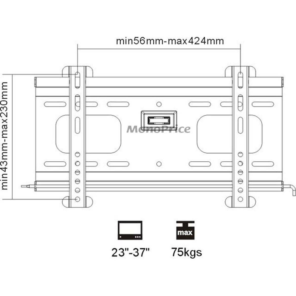 Monoprice Ultra-Slim Fixed Wall Mount Bracket for LCD LED Plasma (Max 165 lbs 32 - 55 inch) Black