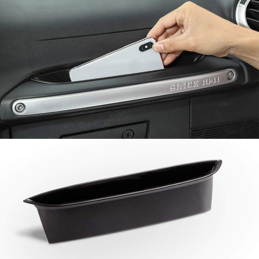 Savadicar GrabTray Passenger Storage Tray Organizer Grab Handle Accessory Box for 2011-2018 Jeep Wrangler JK JKU 2/4 Door, Interior Accessories, Black Pack of 2