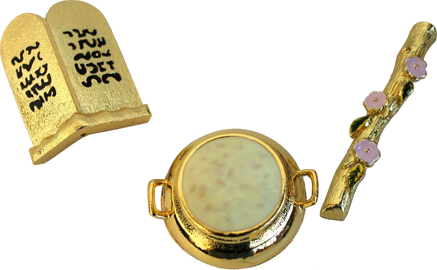 Holy Land Market Ark of The Covenant - Contents - Aaron Rod/Manna Vessel & Tablets (2 Inches) Pack of 2