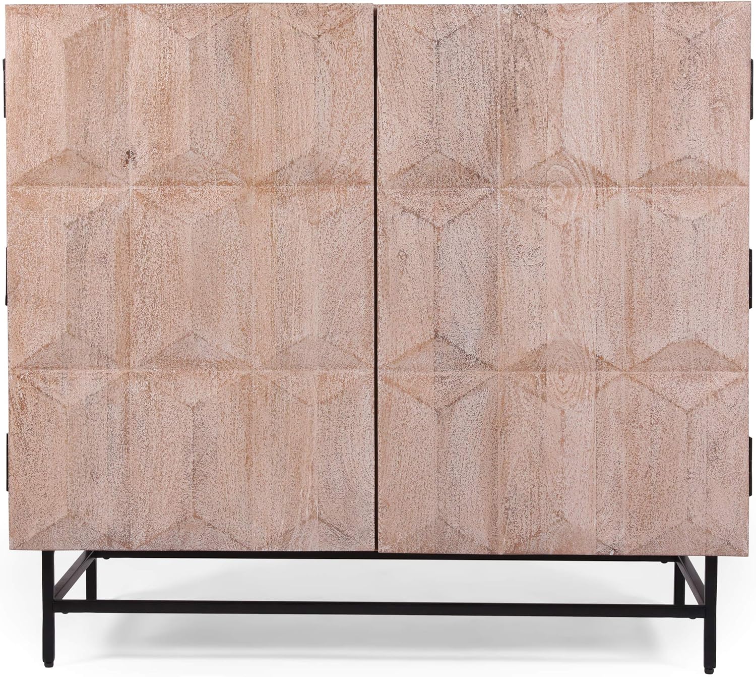 Christopher Knight Home Winder Geometry Cabinet, White Washed + Black