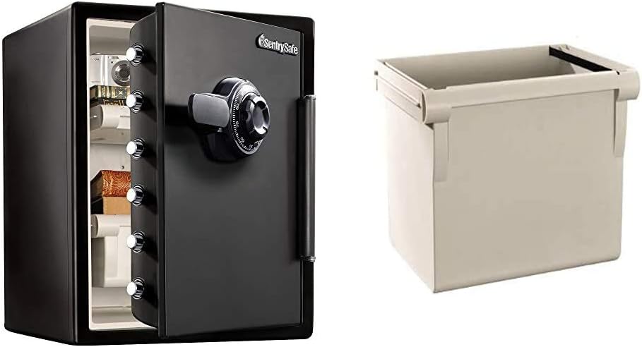 SentrySafe SFW205CWB Fireproof Waterproof Safe with Dial Combination, 2.05 Cubic Feet, Black & 917 File Organizer Accessory, For SFW205 Fire Safes