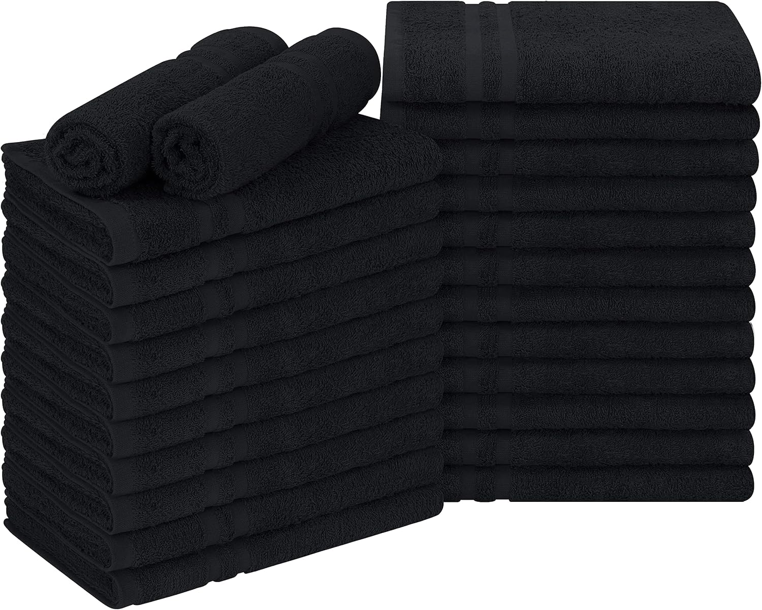 Utopia Towels Cotton Bleach Proof Salon Towels (24-Pack, 16x27 inches) - Bleach Safe Gym Hand Towel (Black)