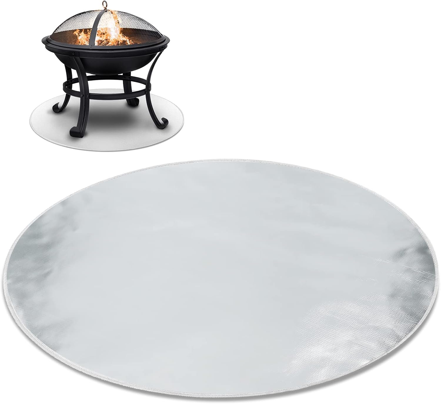 Fire Pit Mat 24 Inch Round Fireproof Mat for Grass Deck Patio Deck Protector for Fire Pit Wood Burning 5mm Thick Fire Pit pad Fire Resistant Mat Firepit Mat Grill Mat Fire Pit Accessories Outdoor