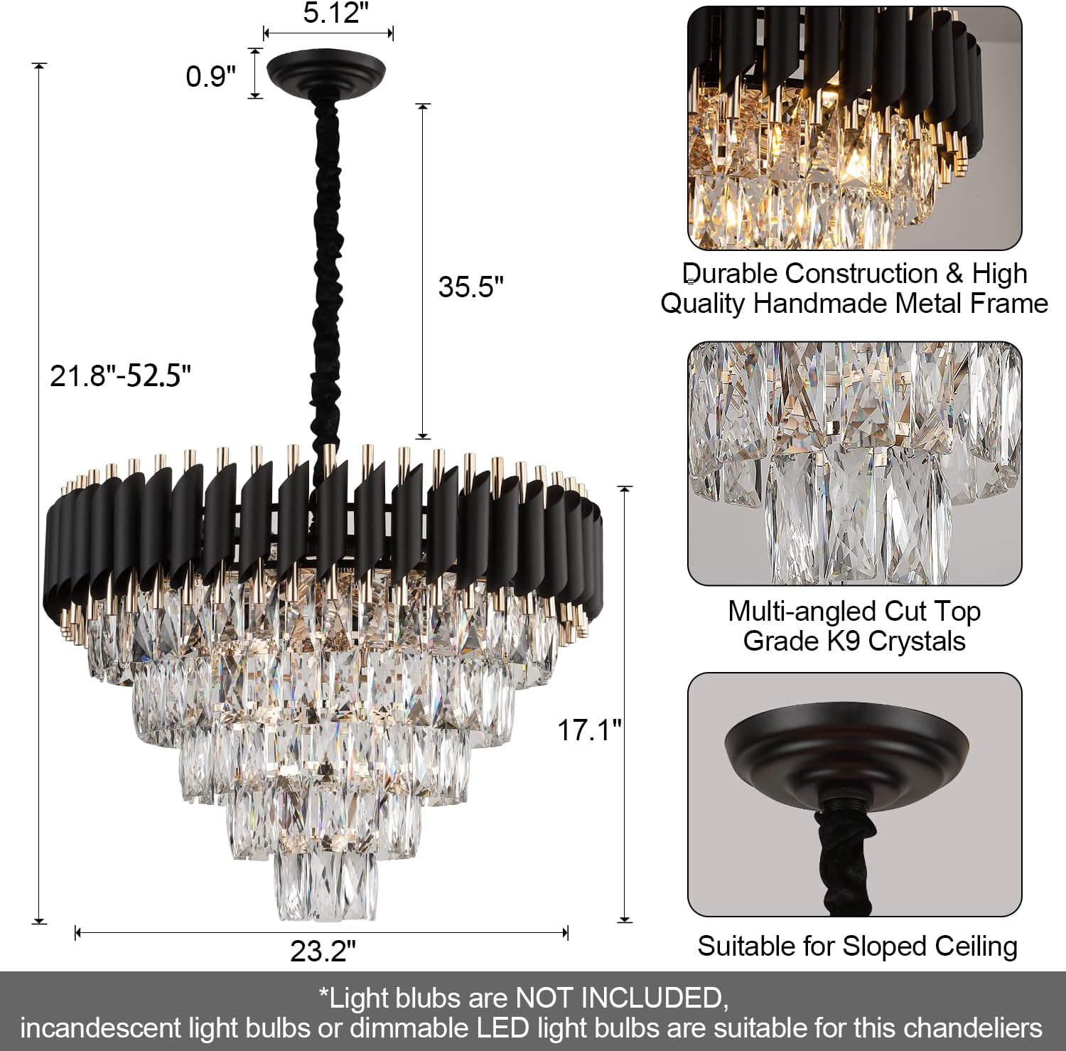AXILIXI Crystal Chandelier Contemporary, 24