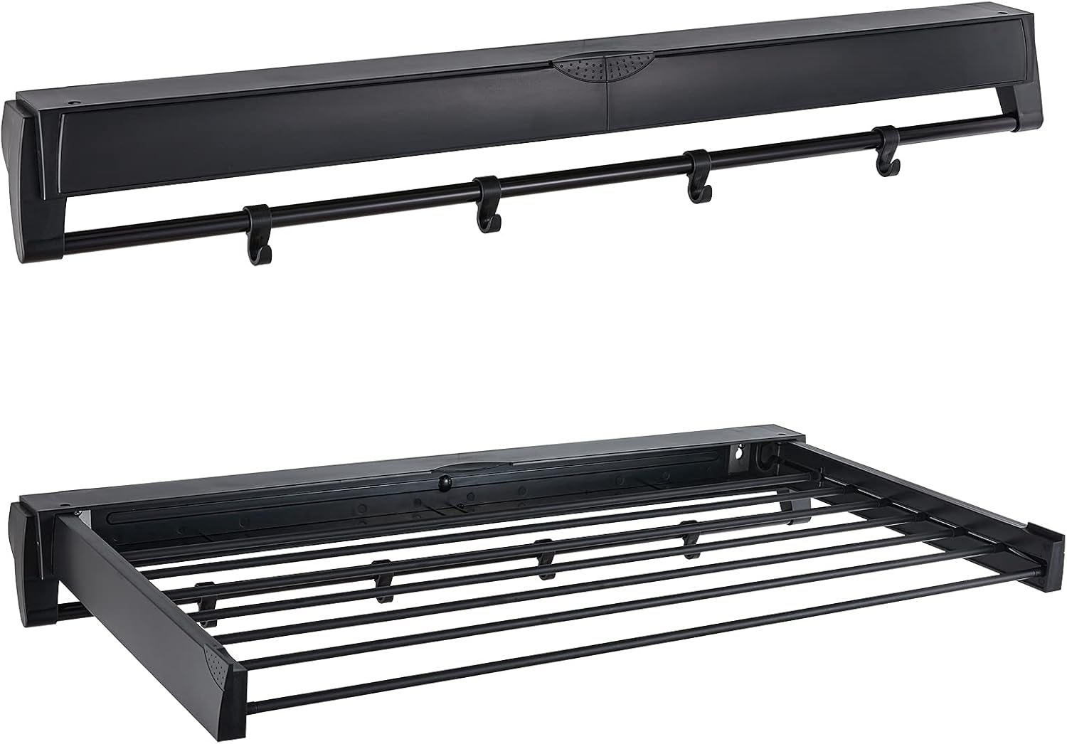 Delysia King Clothes Laundry Drying Rack，Collapsible Wall Mounted Hanger|7 Drying Rods (White)