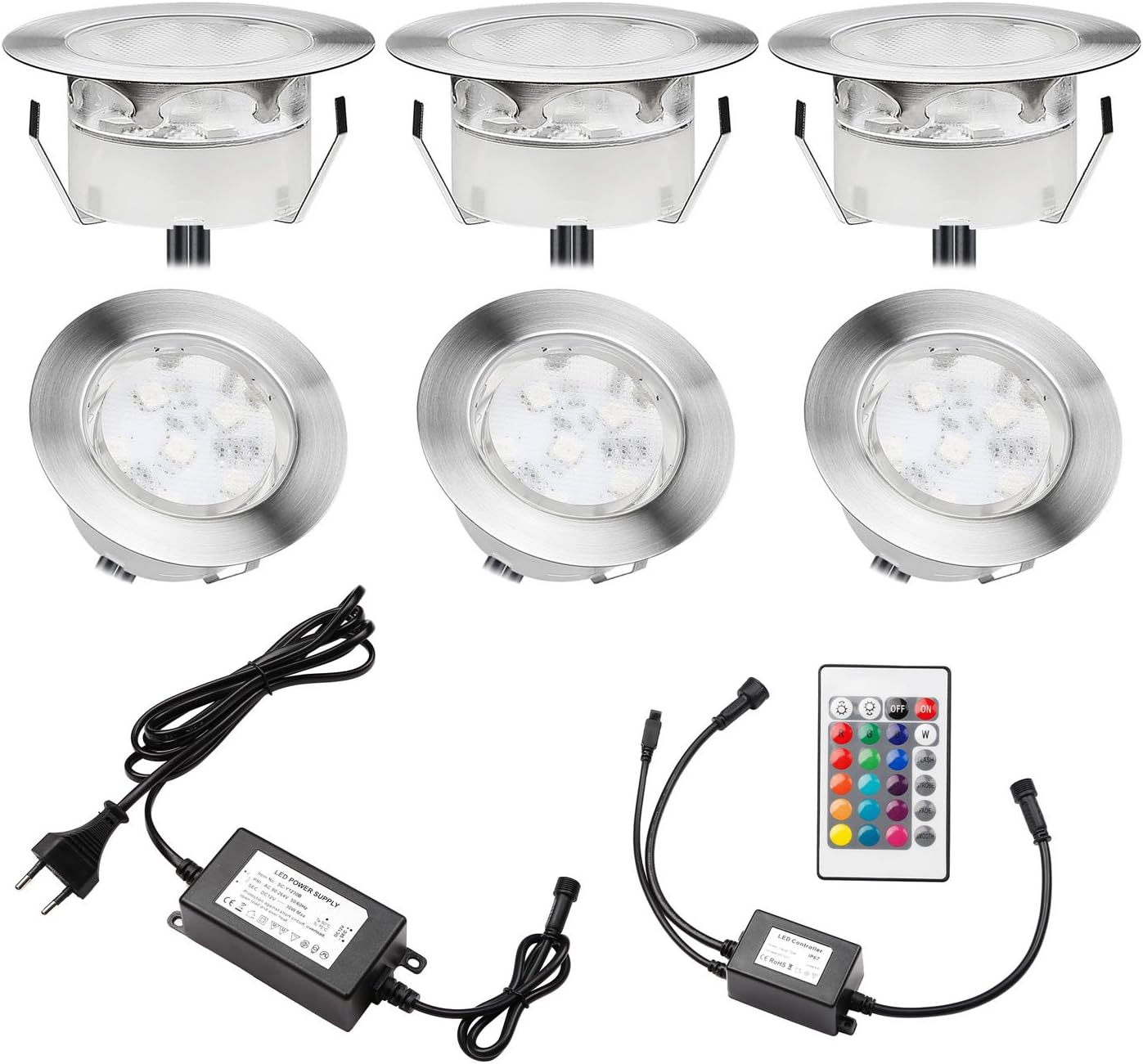 QACA 20 Pack LED Stair Lights Kit Low Voltage Landscape Lights Waterproof IP65 Outdoor 1-2/5