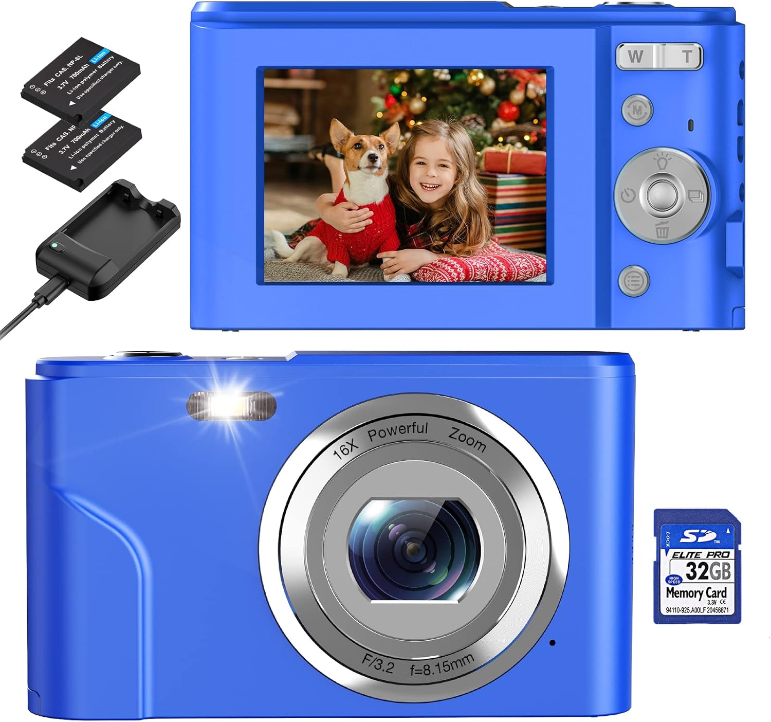 Digital Camera, COZPUZHAT Vlogging Camera Mini Kids Camera FHD 1080P 36.0 MP 16X Digital Zoom LCD Screen 32GB SD Card 2 Batteries & Charger Compact Portable Camera for Kids Students Teens Adult Pink Pack of 2