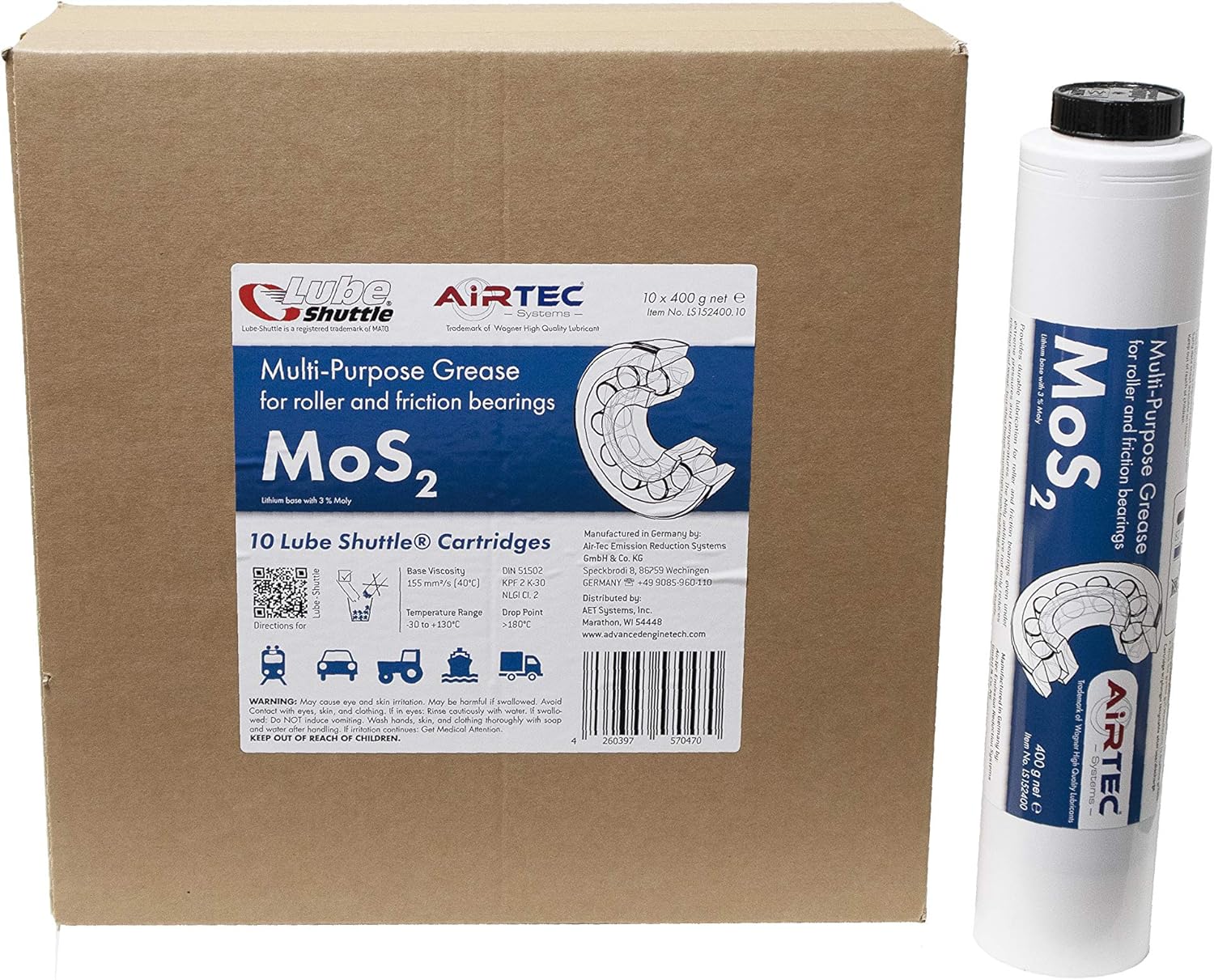 AirTec MoS2 Moly Grease, Pack of 10 Pack of 2