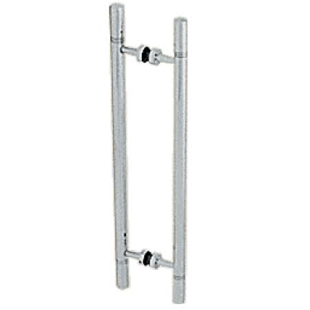 CRL CT18X18BS Brushed Stainless 25x22 Overall Length Glass Mounted Back-to-Back Ladder Style Pull Handle with Undercut Accent Ri