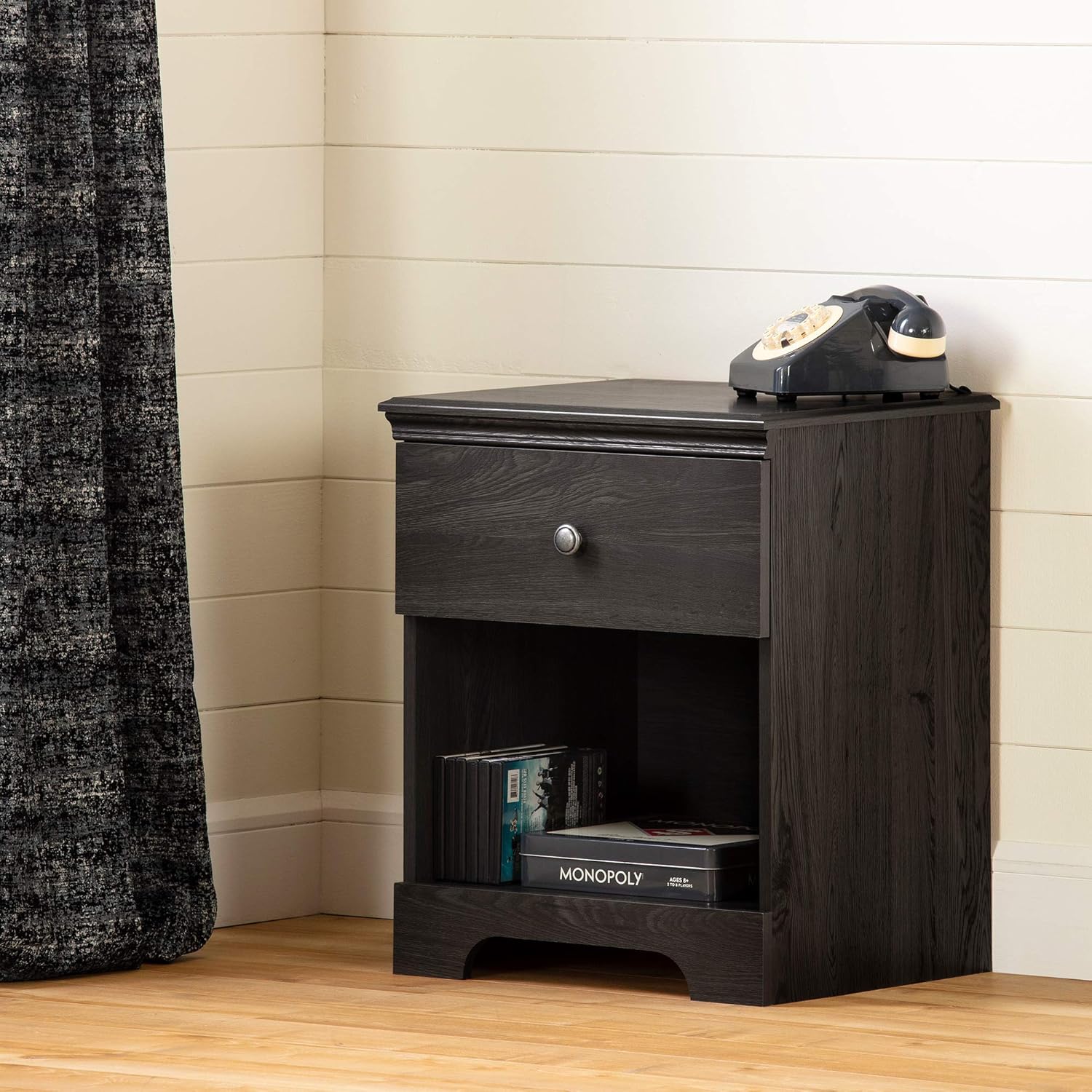 South Shore Zach 1-Drawer Nightstand-Gray Oak
