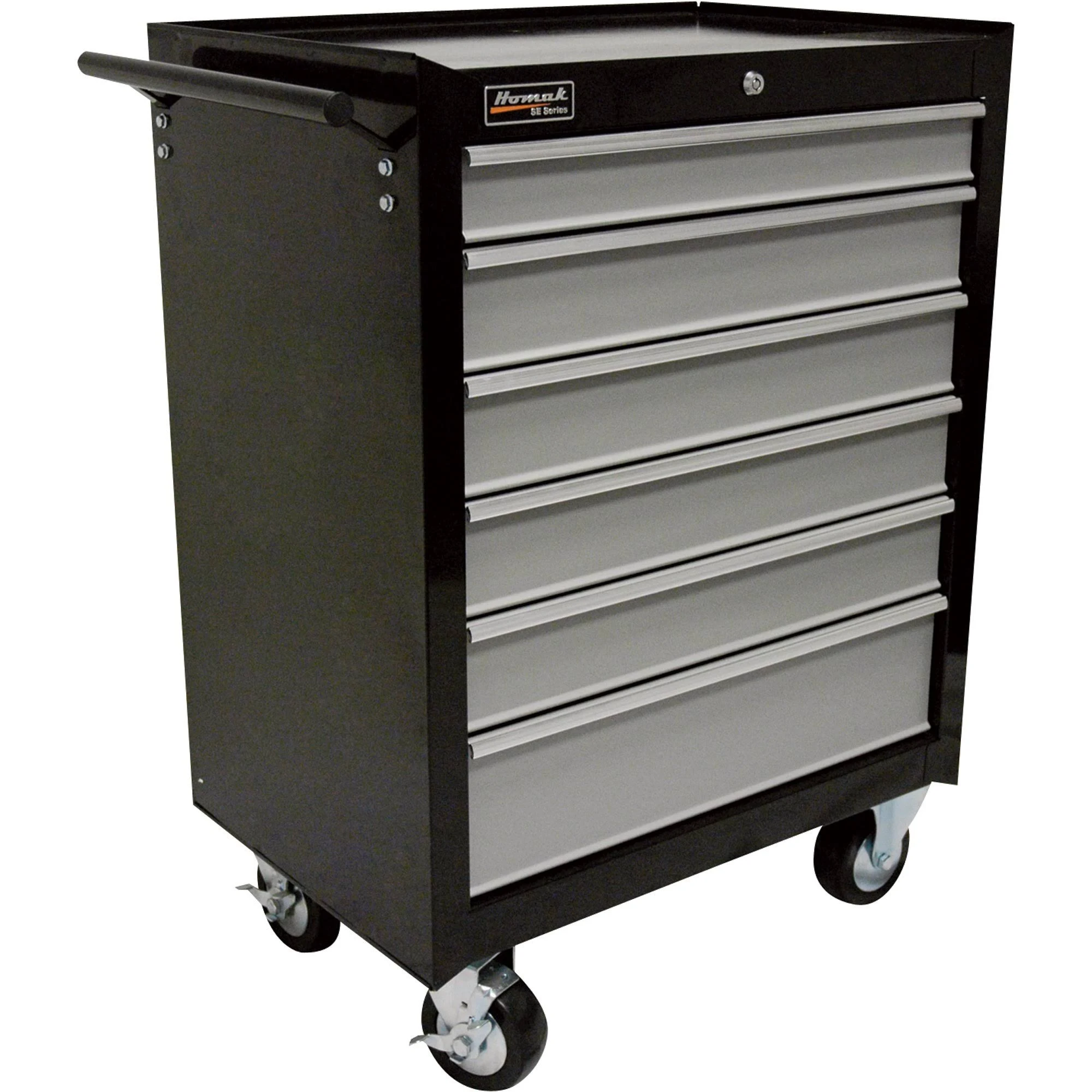 Homak BG04027603 27-inch SE Series 6-Drawer Rolling Cabinet - Black/Gray