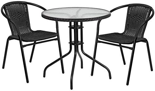 BOWERY HILL 2 Piece Round Patio Dining Set in Black
