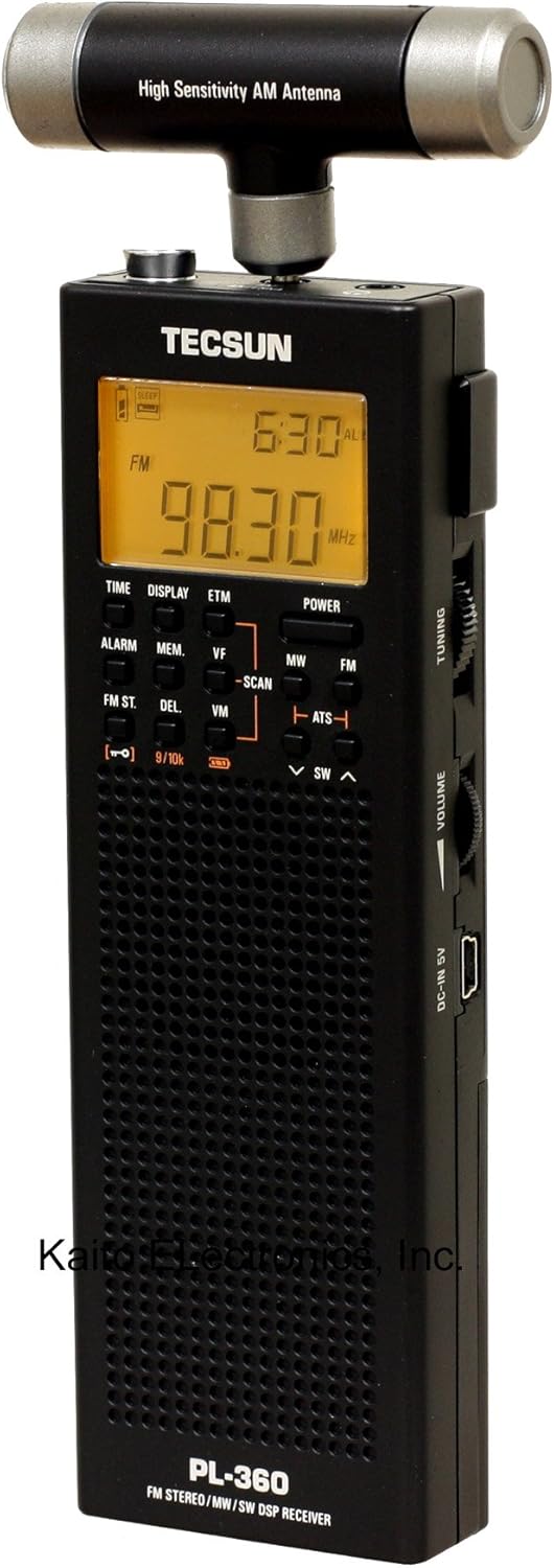 Tecsun PL-360 Digital PLL Portable AM/FM Shortwave Radio with DSP, Black