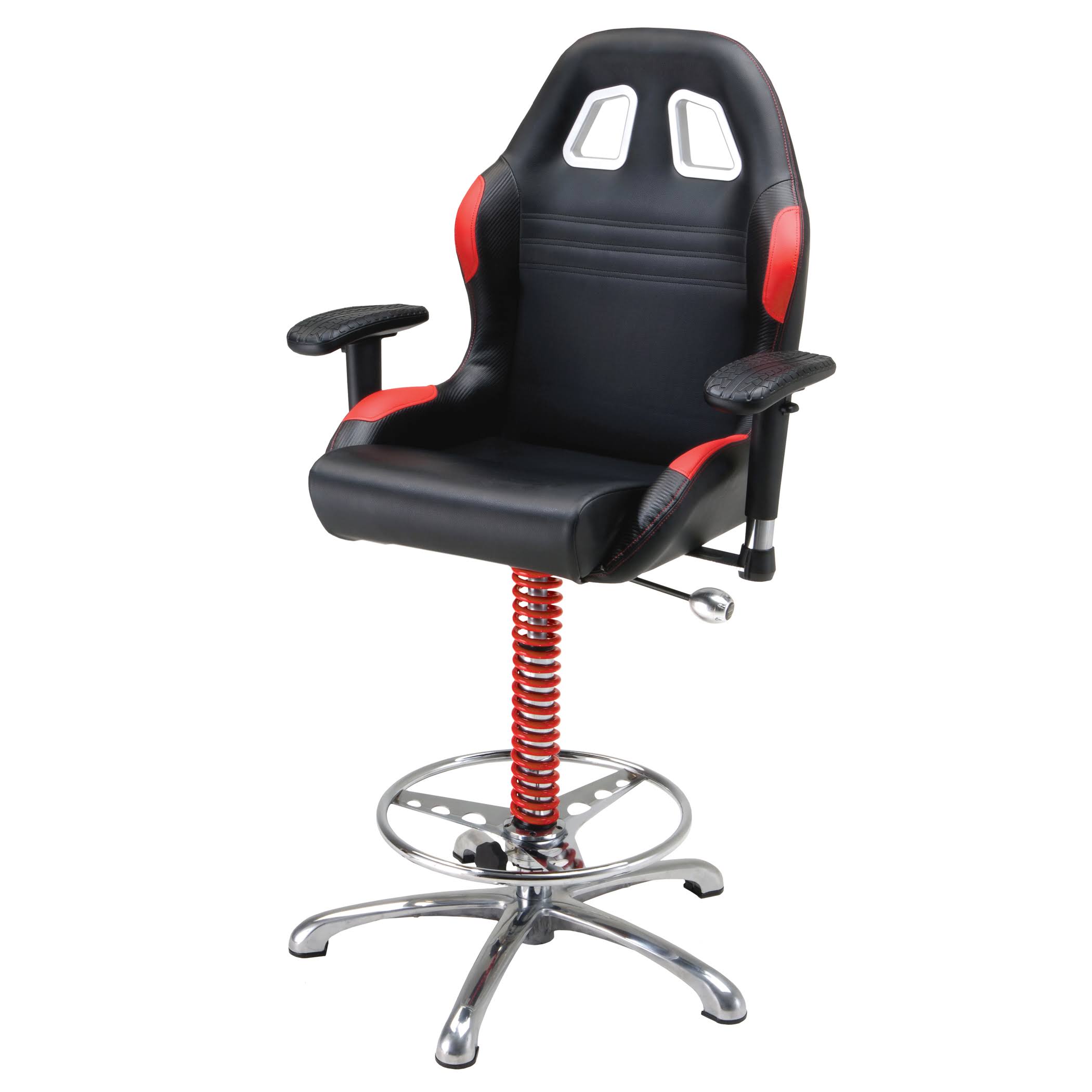 Pitstop Furniture BC6000R Crew Chief Black-on-red Bar Chair