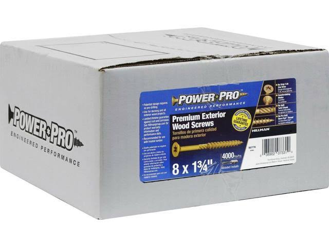 Hillman 967774 Power Pro Premium Exterior Wood Screw, 8 x 1 3/4-Inch, 3500 Pack