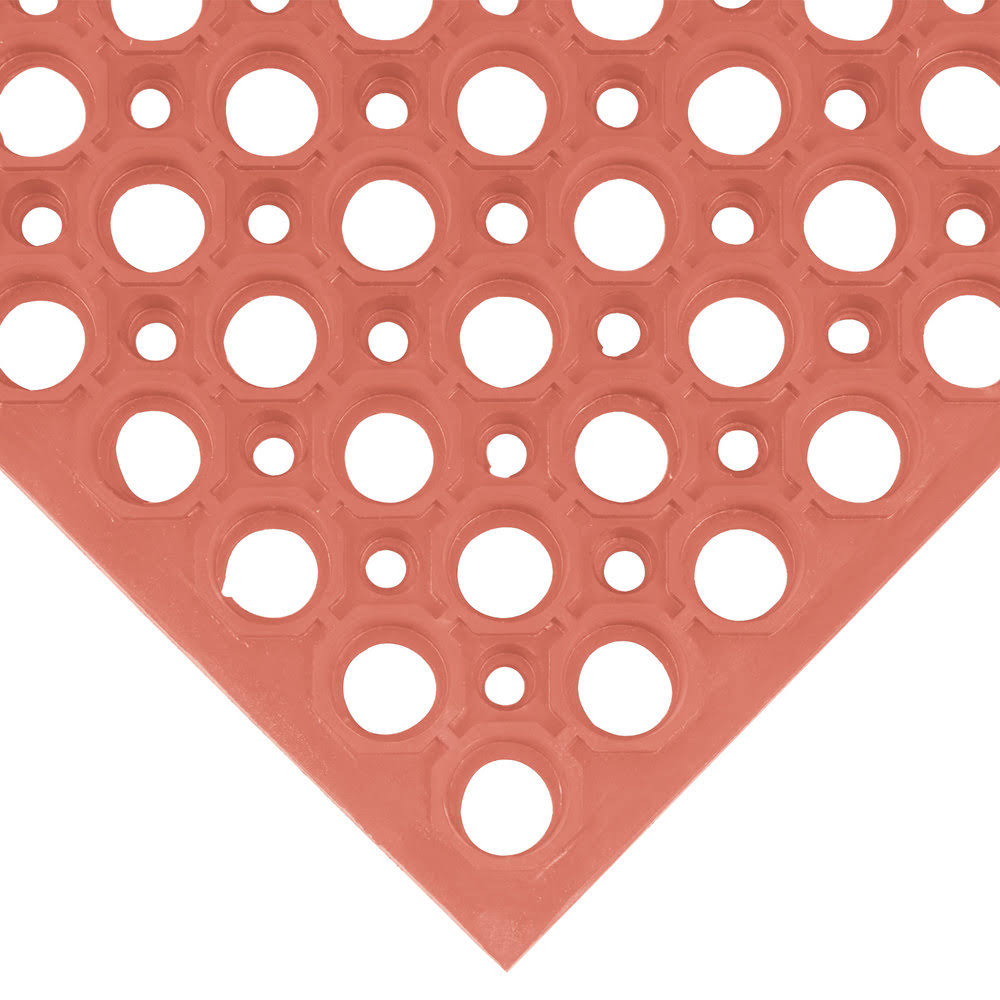 Cactus Mat 3525-R4 VIP Tuffdek 3& x 2& Red Heavy-Duty Grease-Resistant Rubber Anti-Fatigue Floor Mat - 7/8x22 Thick