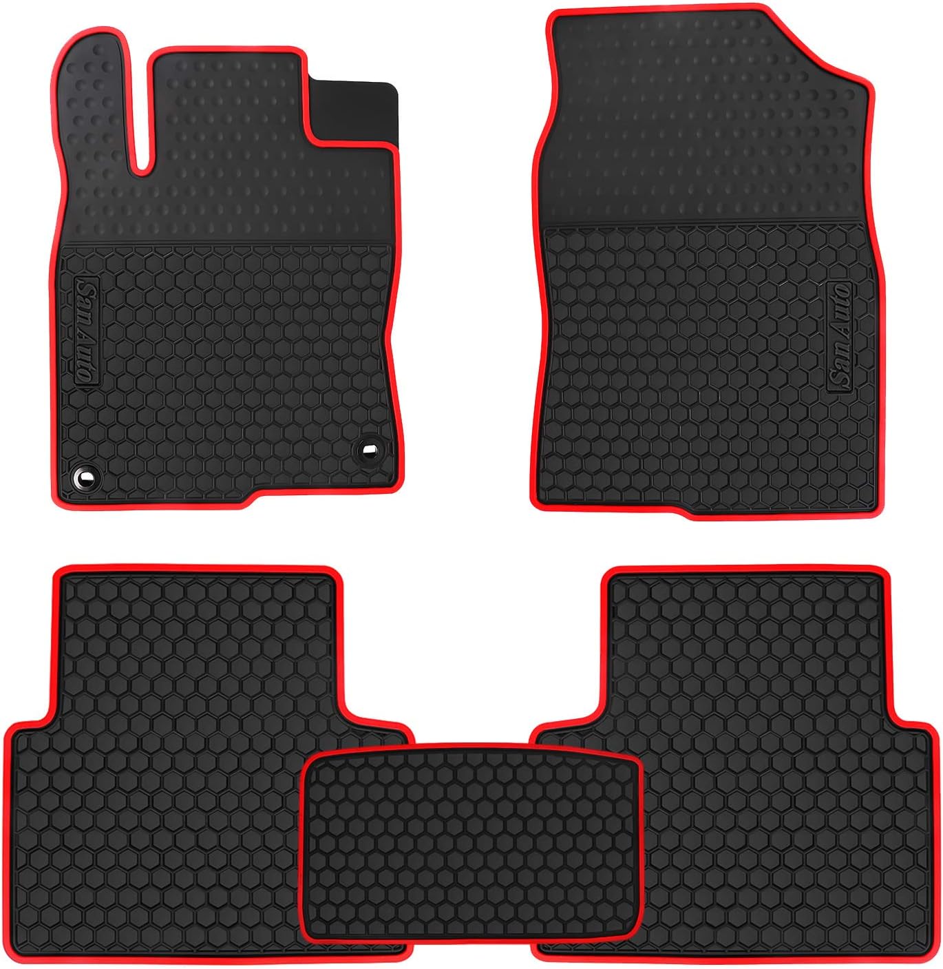 HD-Mart Car Floor Mat for Honda Civic 9th Generation 2012 2013 2014 2015, Custom Fit Rubber Black and Red Auto Floor Liners Mat All Weather Protection Heavy Duty Odorless