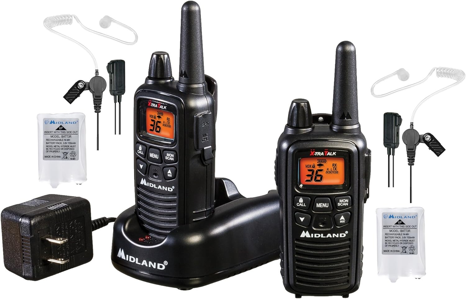 Midland 36 Channel FRS Two-Way Radio - Long Range Walkie Talkie, 121 Privacy Codes, NOAA Weather Scan + Alert (Yellow/Black, 3-Pack)