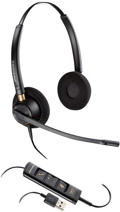Plantronics Corded Headset with USB Connection, Black (Renewed) Pack of 2