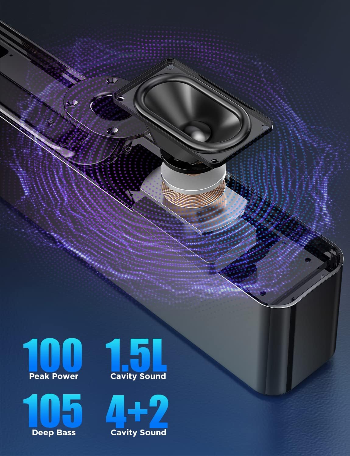 XZJX Direct SoundBars for TV Speaker 100W, 3D Surround Sound, Enhanced Deep Bass 2.0ch, HDMI-ARC & Bluetooth Sound Bars with 9 EQ Mode, CEC Remote, Works 4K HD Smart TV, Optical, AUX, USB Pack of 2