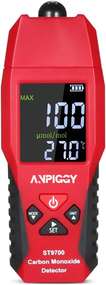 Handheld Carbon Monoxide Meter,LCD Color Display Carbon Monoxide Detector,Carbon Monoxide Tester,CO Detector,CO Meter,High Precision CO Gas Leak Detector 0-1000ppm Pack of 2