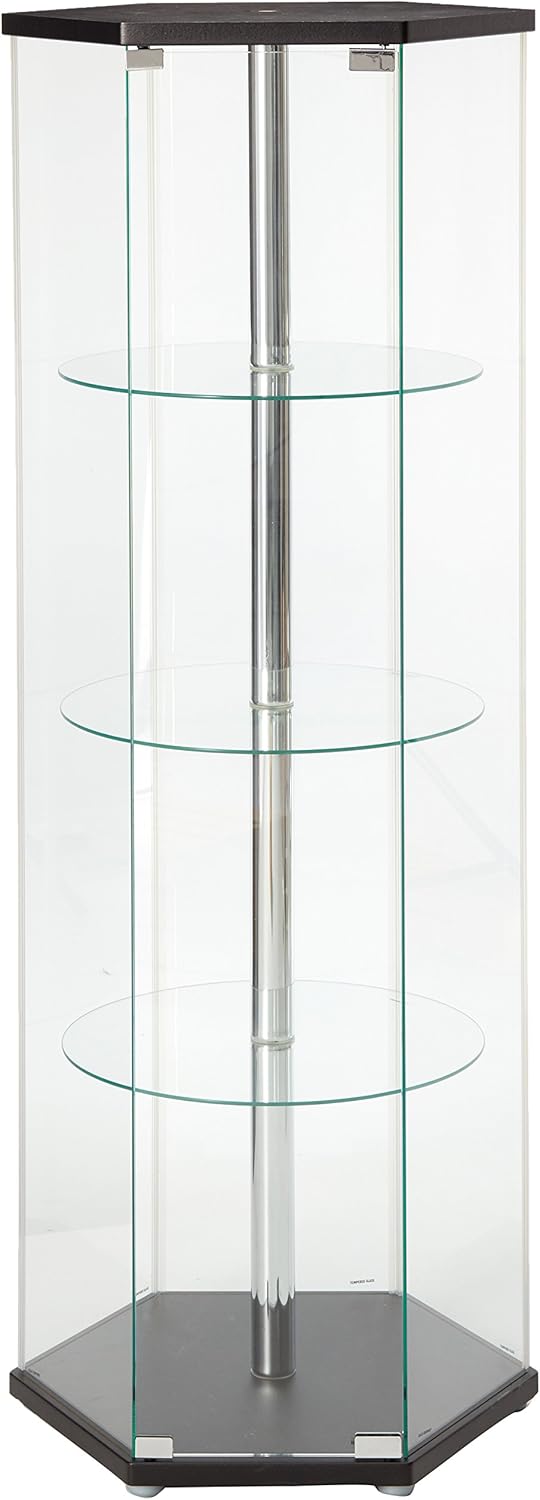 Hexagon Shaped Curio Cabinet Black and Clear