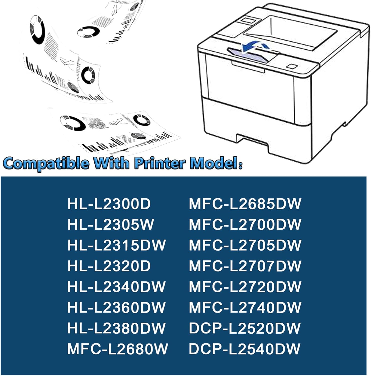 2 Pack Black TN-660 Toner Compatible High Yield TN660 Toner Cartridge Replacement for Brother HL- L2315DW L2320D DCP-L2520DW L2540DW MFC-L2700DW L2705DW L2707DW Printer