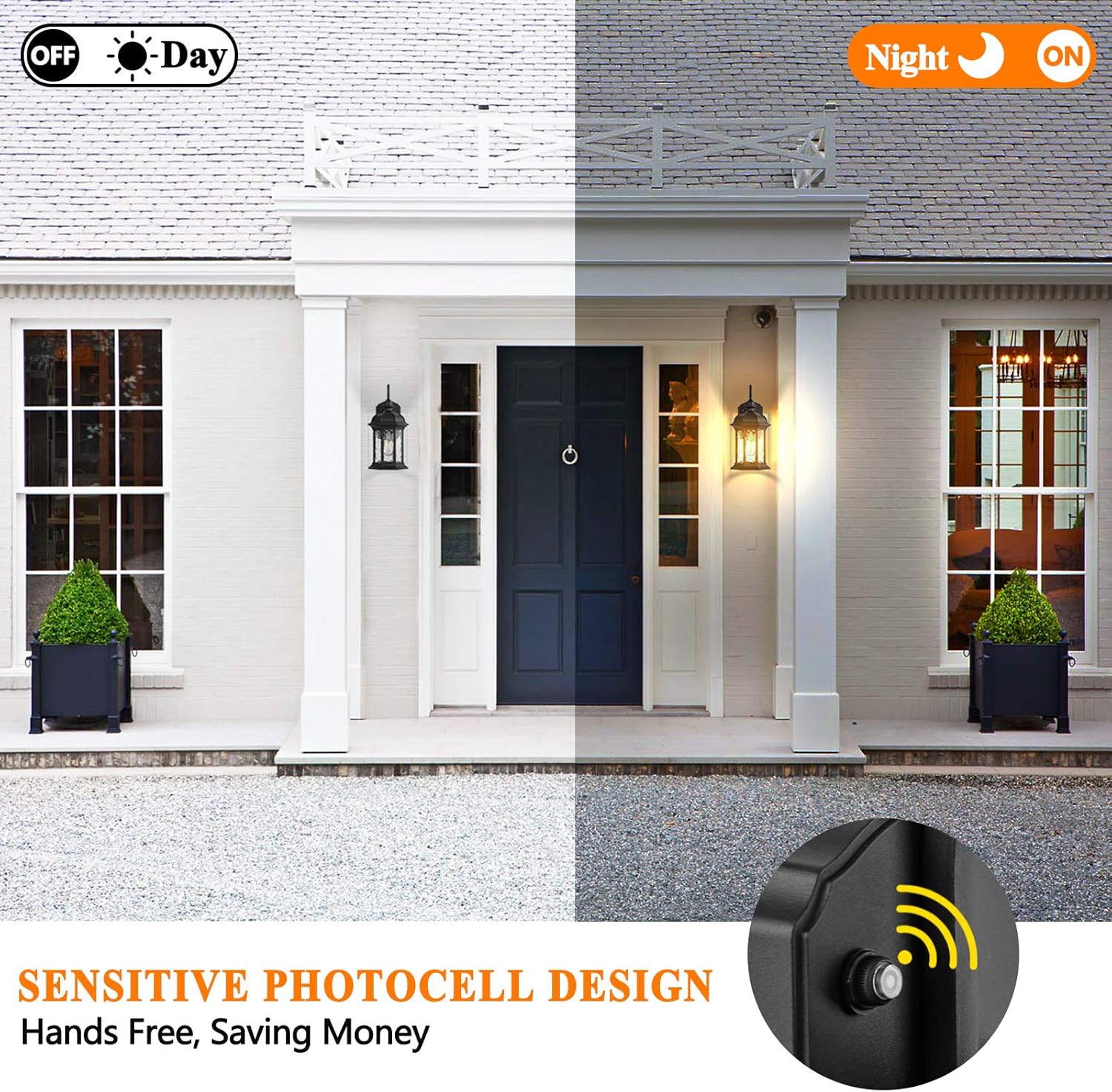 2 Pack Dusk to Dawn Outdoor Wall Lighting, Outdoor Wall Lantern with Water Ripple Glass Waterproof Wall Sconce for Porch, Front Door, Patio or Garage