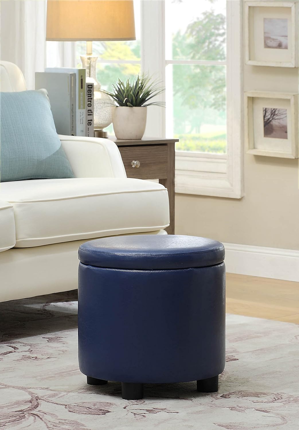 Convenience Concepts Designs4Comfort Round Accent Storage Ottoman, Black
