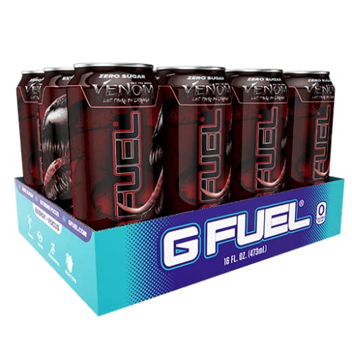 G Fuel, Sugar Free Energy Drink, Venom Carnage Red Ooze, 16 fl oz (12 cans) Pack of 2