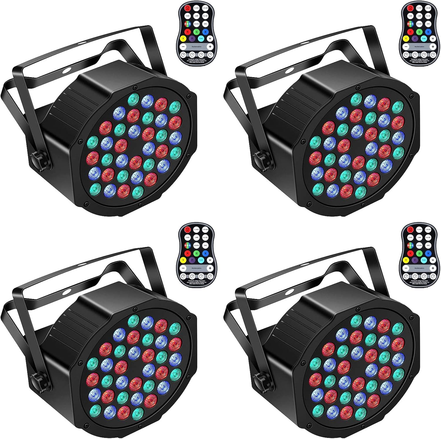 Rechargeable Par Lights 36W RGB Battery Powered,Wireless LED Par Lights DJ Uplighting Sound Activated Remote Control for Wedding Events Club Party Church Stage Lighting(4 Packs)