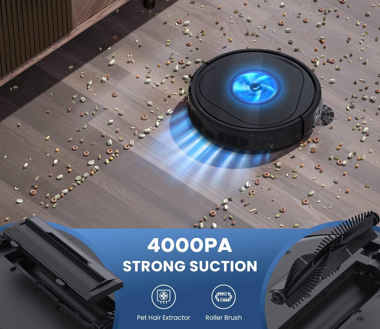 TRIFO Robot Vacuum with 4000Pa Suction, Visual SLAM Navigation, Multi-Level Mapping, Wi-Fi Compatible with Alexa, Robotic Vacuum Good for Pet Hair, Carpet and Hard Floors (Pet Version)
