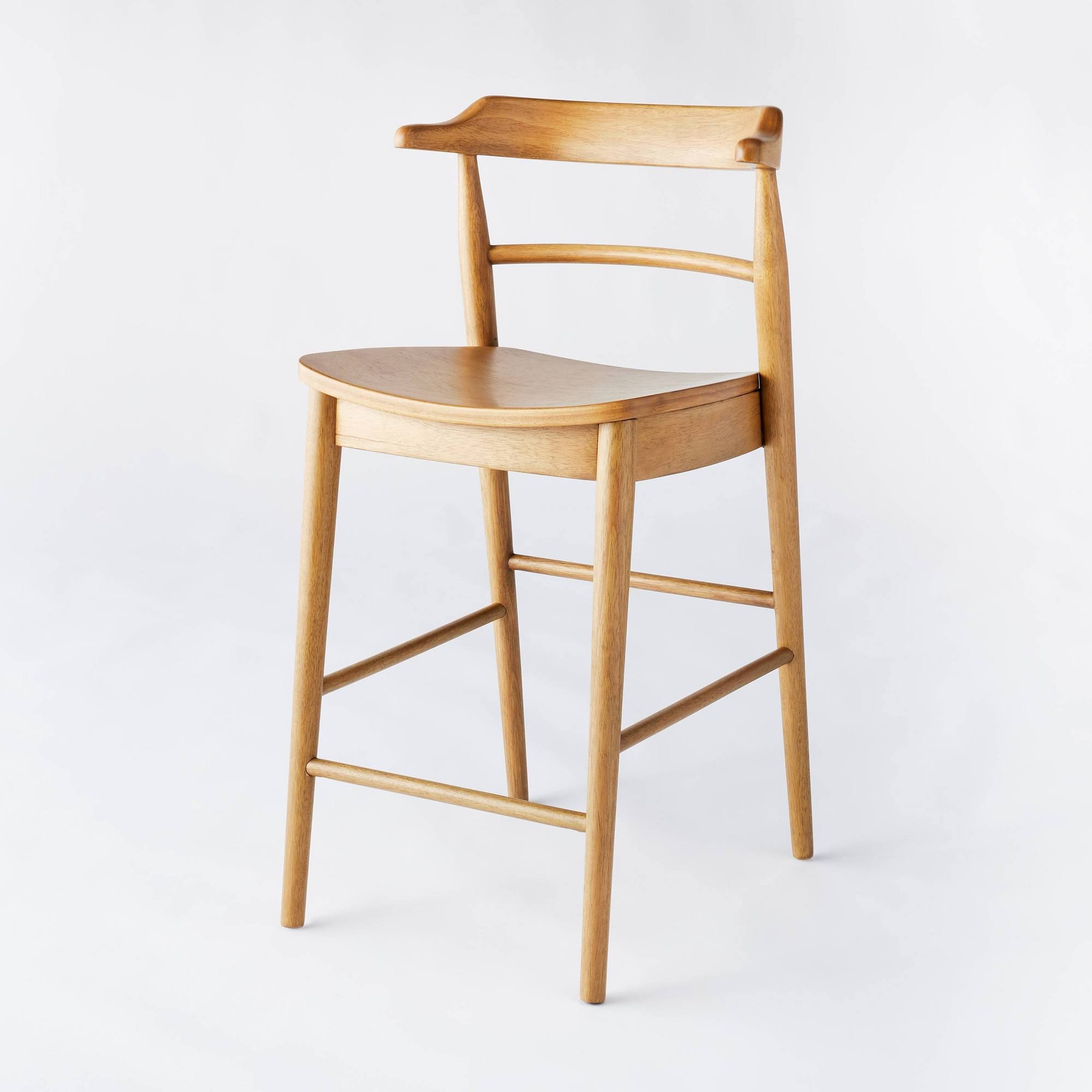 New - Kaysville Curved Back Wood Counter Height Stool Natural - Threshold Designed Wit