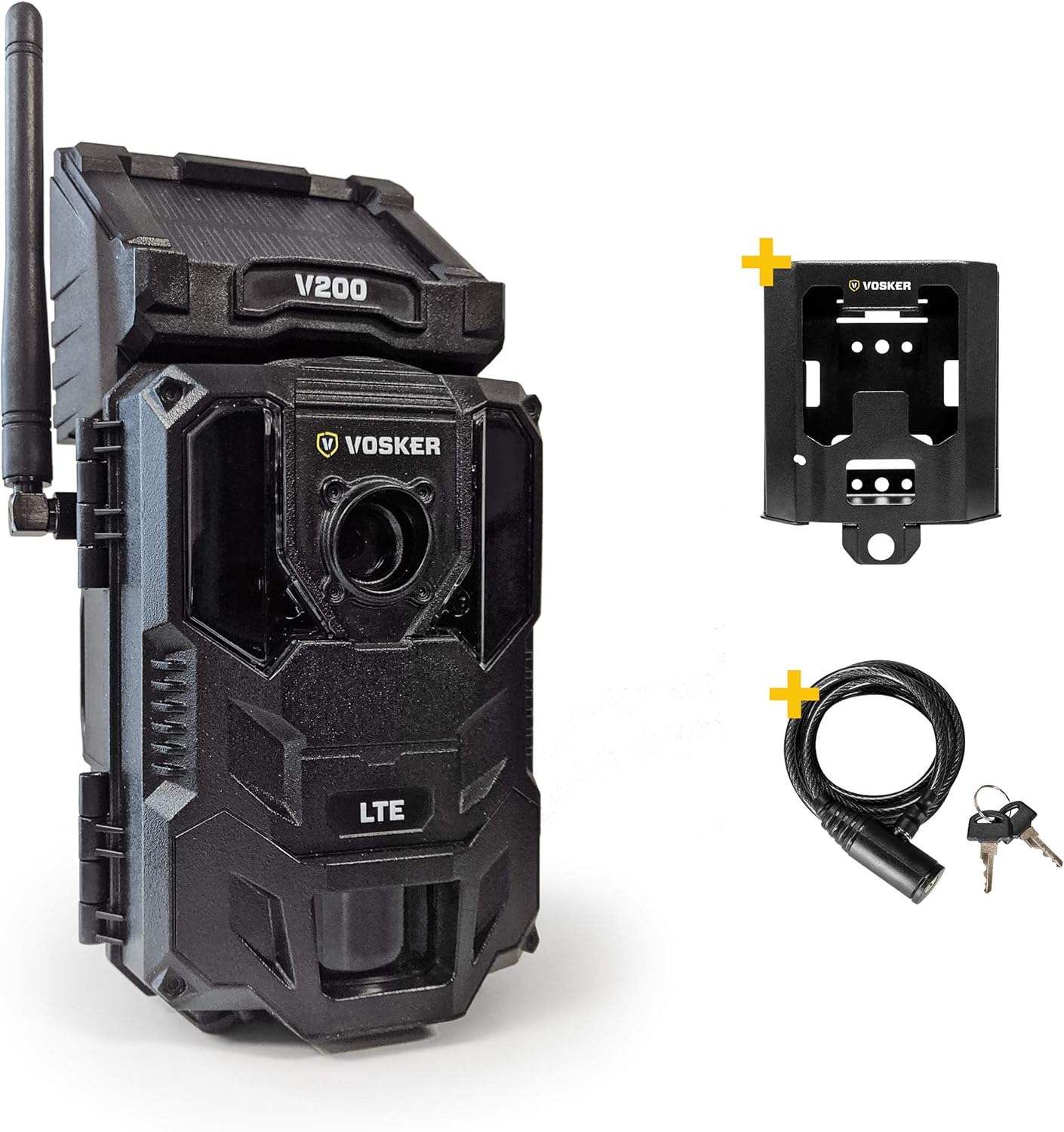 Vosker V200-US SECURITY PACK | Cellular Security Camera | Mobile Phone Photo Notifications | LTE Wireless Built-in Solar Panel | Weatherproof, No Wi-Fi Required | HD Surveillance Cameras