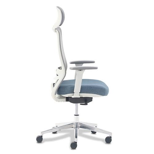 NBF Lazboy Claremont Mesh Back Chair with Headrest Gray Mesh Back/Slate Fabric Seat/Aluminum Base Signature Series (50850-HR-SBC