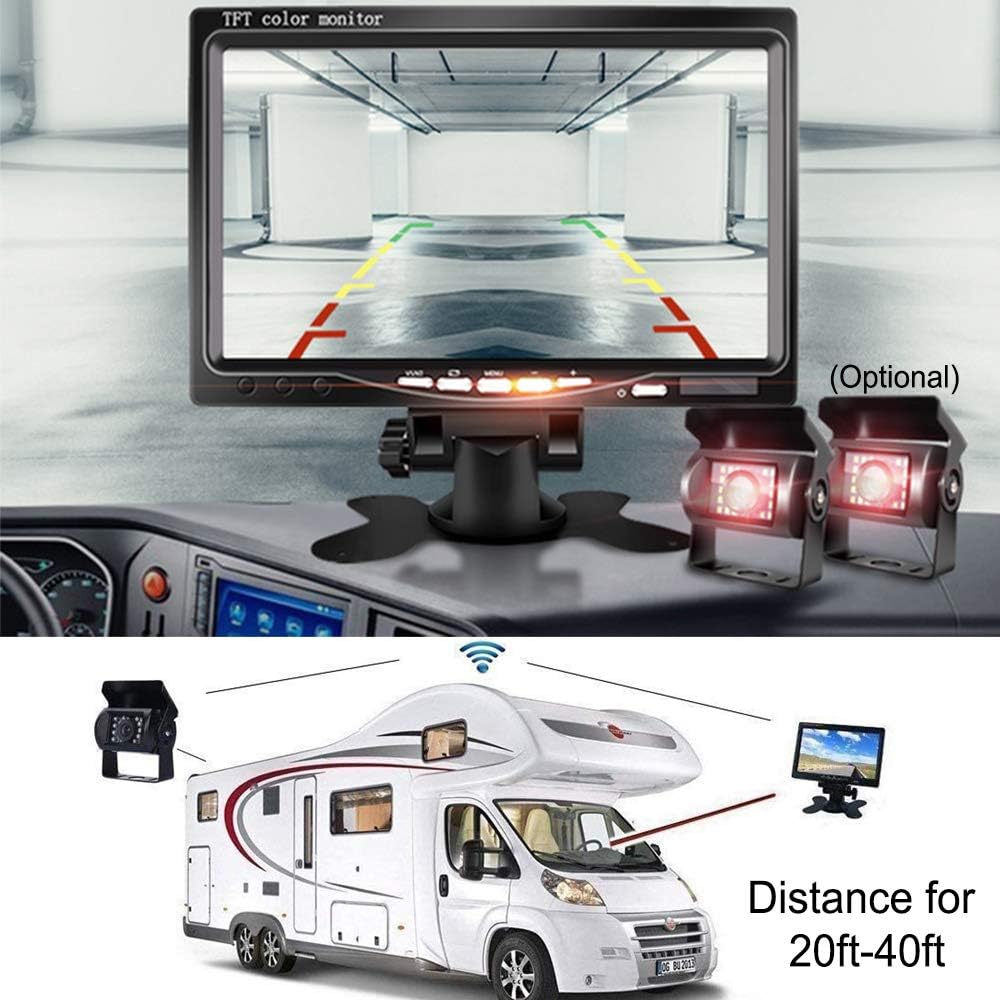 Camecho RC 9V - 35V Car Vehicle Rear View Wireless IR Night Vision Backup Camera Waterproof Kit + 7