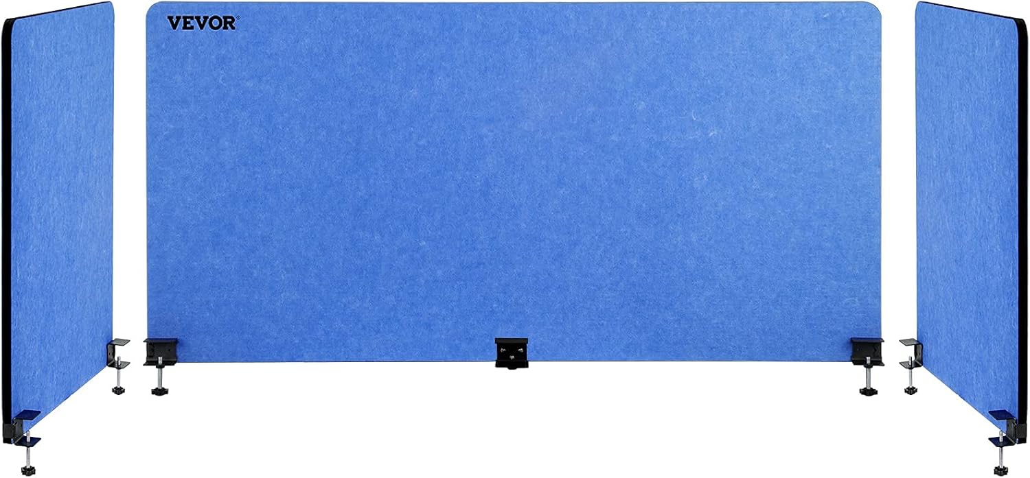 VEVOR Desk Divider 60''X 24''(1) 24''X 24''(2) Desk Privacy 3 Panels Light Blue Flexible Mounted Desk Panels Reduce Noise and Visual Distractions for Office Classroom Studying Room