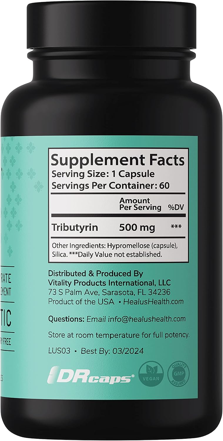 Healus Complete Biotic Tributyrin Based Butyrate Supplement. Advanced Absorption Technology. Postbiotic Support for Gut Health. Pack of 2