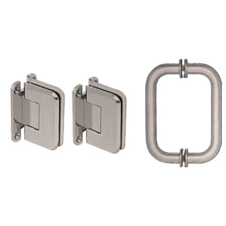 CRL P1NS3BN Brushed Nickel Pinnacle Shower Pull and Hinge Set, Silver