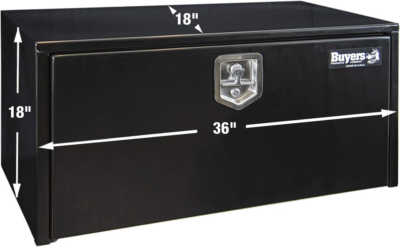Buyers Products 1702305 Black Steel Underbody Truck Box with T-Handle Latch, 18 x 18 x 36 Inch