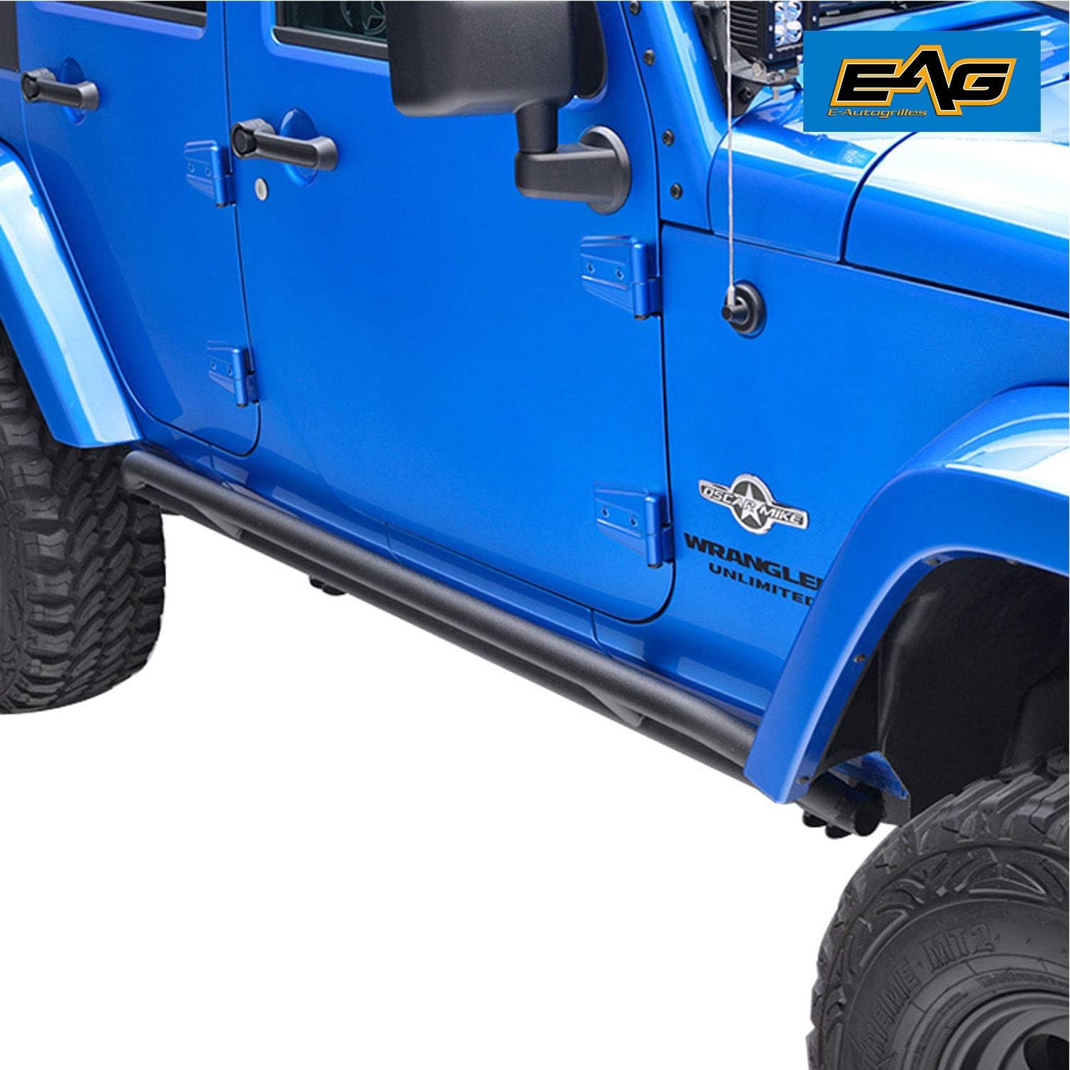EAG Black Steel Upgrade Side Armor Rocker Guard Rock Slider Fit for 07-18 Wrangler JK 4 Door