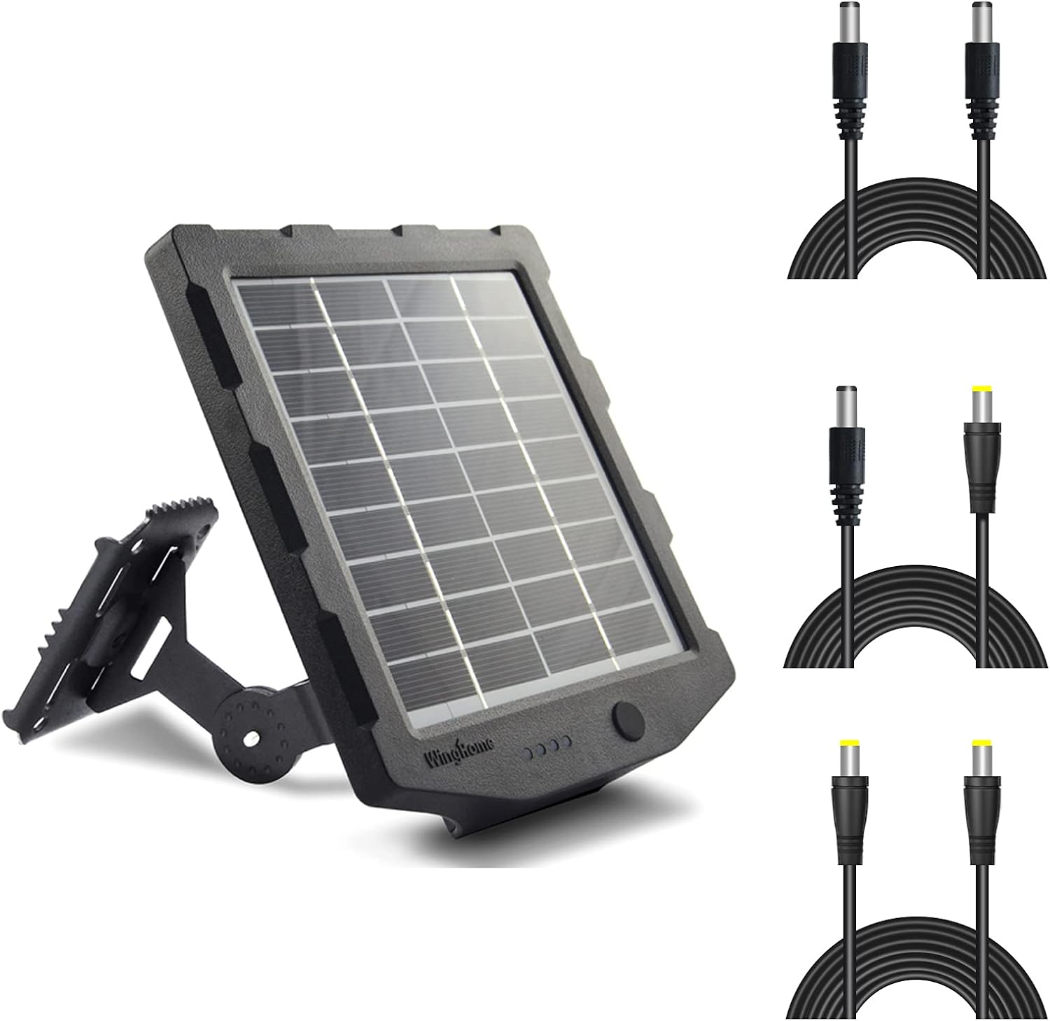 Winghome Solar Panel for Trail Camera, Solar Charger Kit for Game Camera Trail Cam Deer Feeder with 16 Fts Extensive Cable DC 12/6V 2000 mAH Waterproof IP66 Compatible with Wildlife Camera (Black)