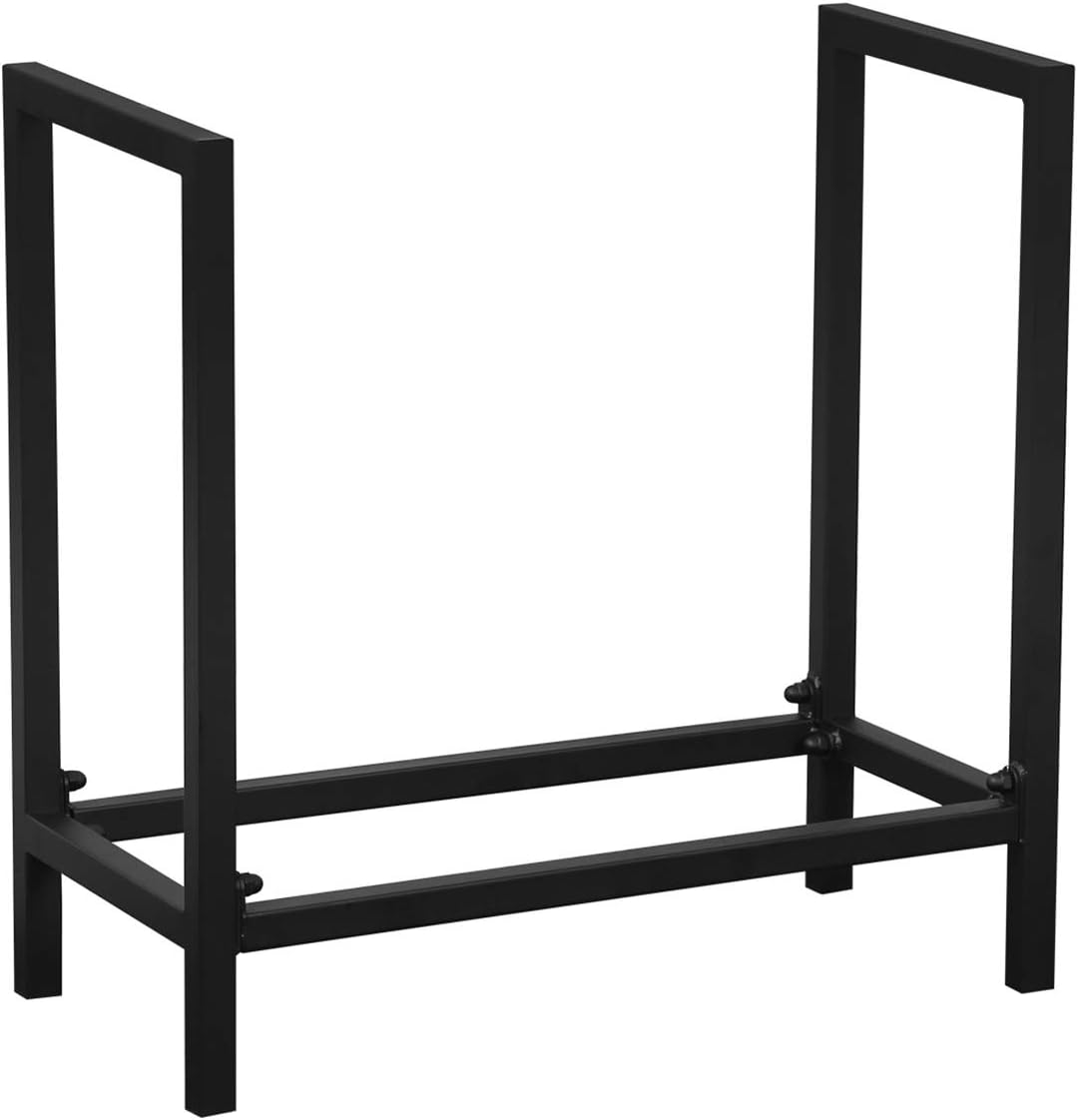 Firewood Rack Log Rack 24 Inch Indoor/Outdoor Fire Wood Storage Black Steel Firewood Log Holder