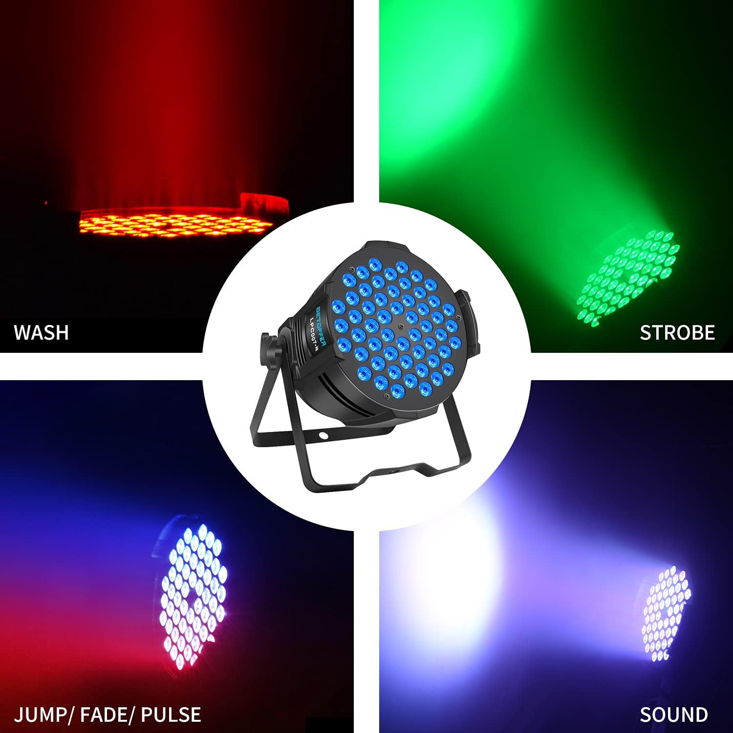 SevenStars DJ Lights, 54X3W LED Par Light RGB Stage Lights DMX DJ Disco Lights Sound Activated, Party Lights Wash Light for Church, Party, Wedding, Club, Stage Show (1)