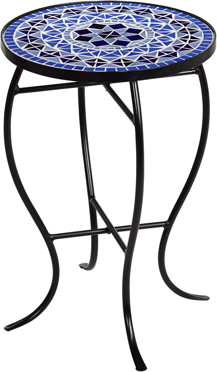 Teal Island Designs Cobalt Mosaic Black Iron Outdoor Accent Table