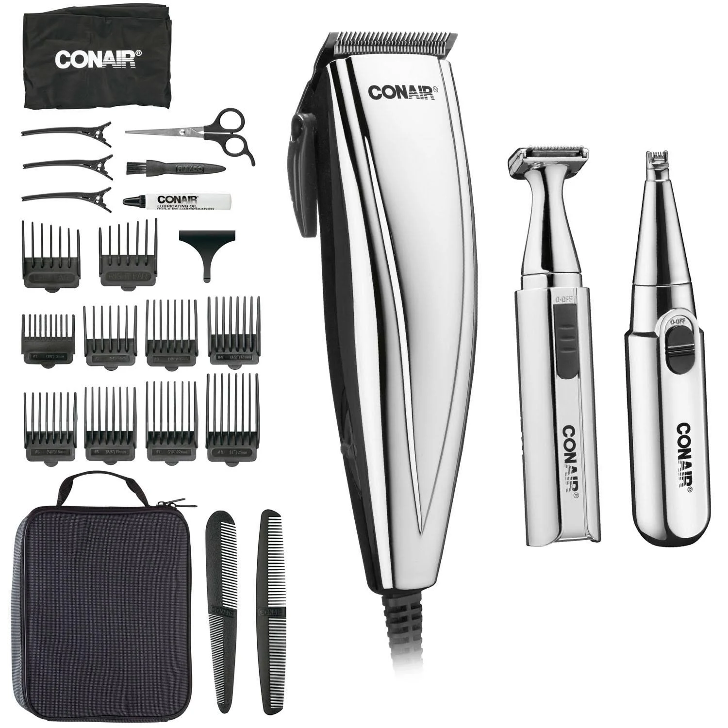 Conair 3 in 1 Chrome Clipper Trimmer u0026 Nose Ear Detailer - each