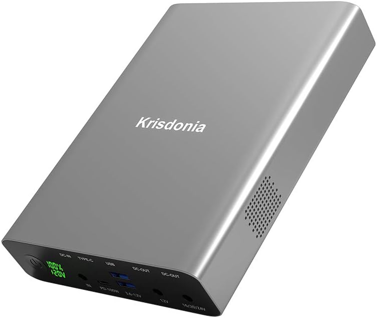 Krisdonia 100W USB-C PD Power Bank, 64000mAh Portable Charger Battery Pack [PD 3.0 USB-C 100W + DC 12/16/20/24V + Quick Charge QC 3.0 Dual Ports] for Laptop, Tablet, Smartphone, Projector and More